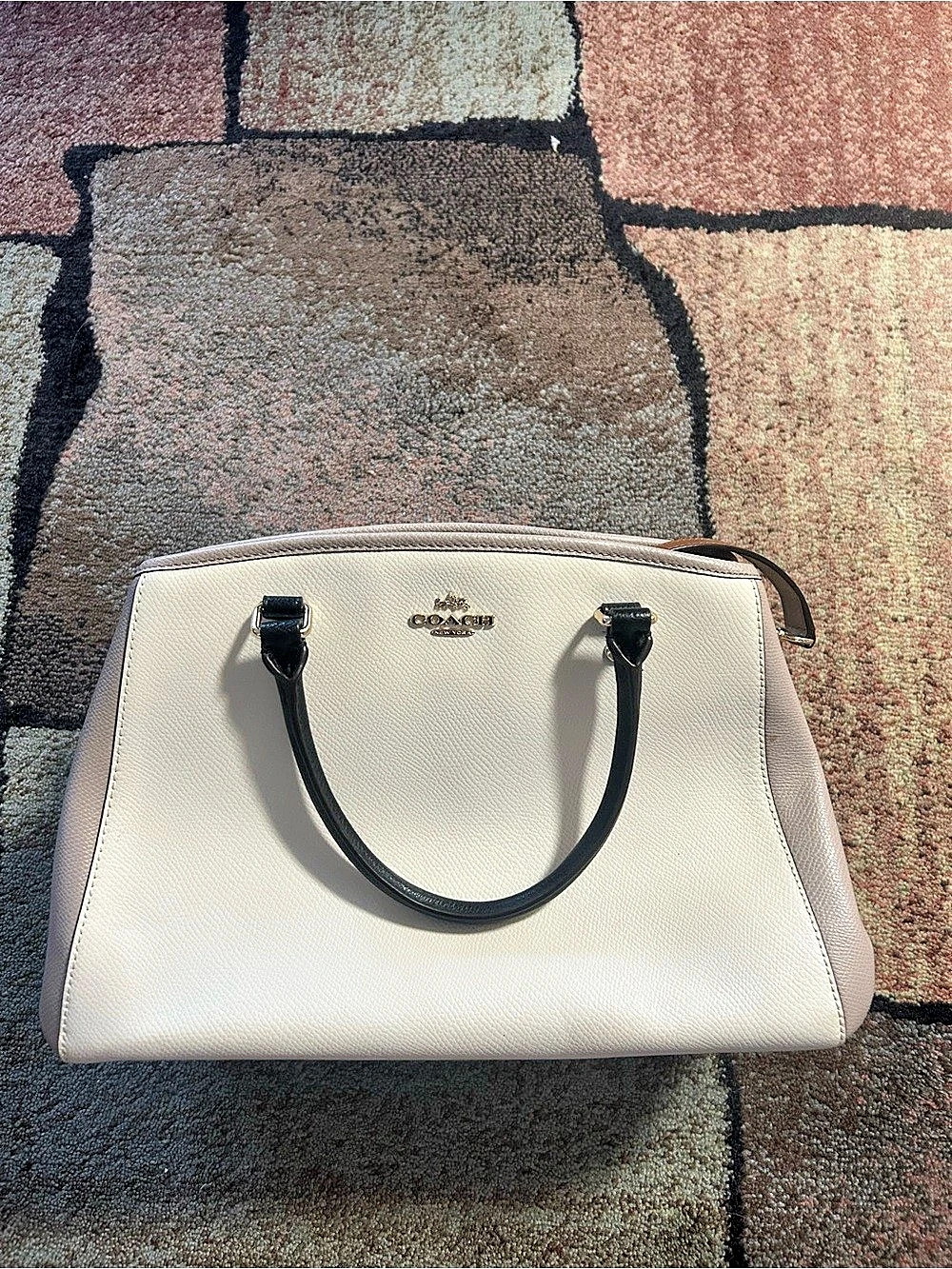 Coach Satchel in White & Brown